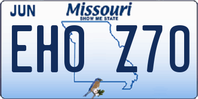 MO license plate EH0Z7O