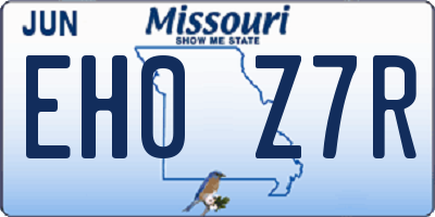 MO license plate EH0Z7R
