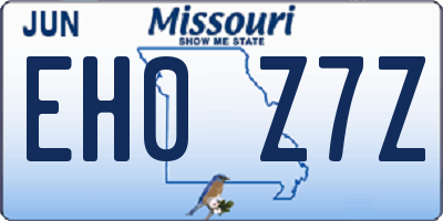 MO license plate EH0Z7Z