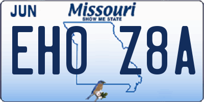 MO license plate EH0Z8A