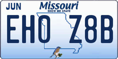 MO license plate EH0Z8B