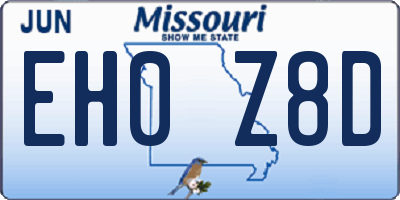MO license plate EH0Z8D