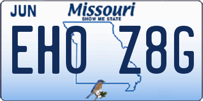 MO license plate EH0Z8G