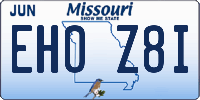 MO license plate EH0Z8I