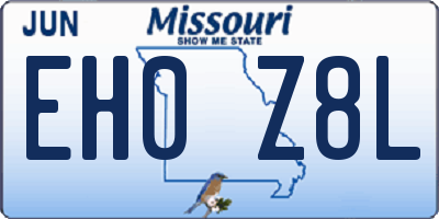 MO license plate EH0Z8L