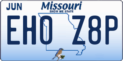 MO license plate EH0Z8P
