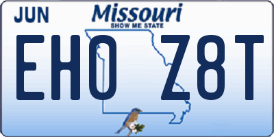 MO license plate EH0Z8T