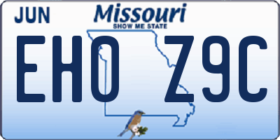 MO license plate EH0Z9C