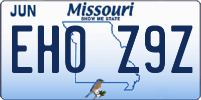 MO license plate EH0Z9Z