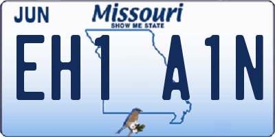 MO license plate EH1A1N