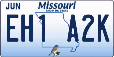 MO license plate EH1A2K