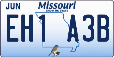MO license plate EH1A3B