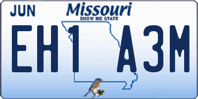 MO license plate EH1A3M
