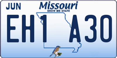 MO license plate EH1A3O