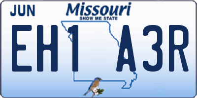 MO license plate EH1A3R