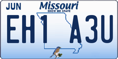 MO license plate EH1A3U