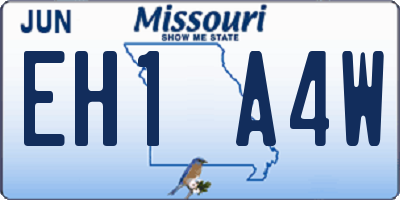 MO license plate EH1A4W