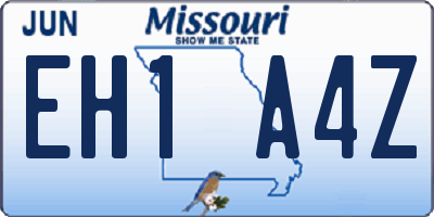 MO license plate EH1A4Z