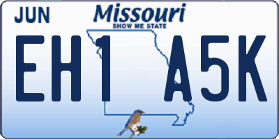 MO license plate EH1A5K
