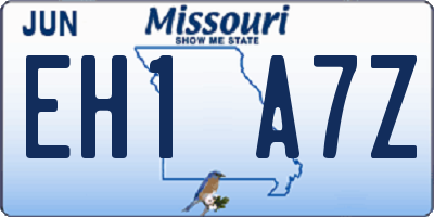 MO license plate EH1A7Z