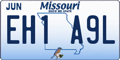 MO license plate EH1A9L