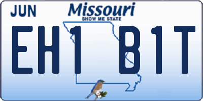 MO license plate EH1B1T