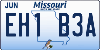 MO license plate EH1B3A