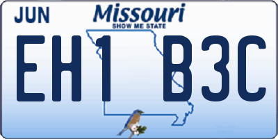 MO license plate EH1B3C