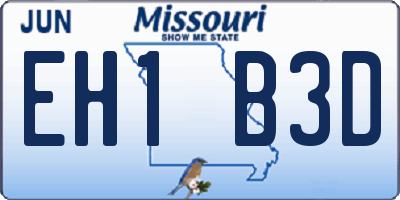 MO license plate EH1B3D