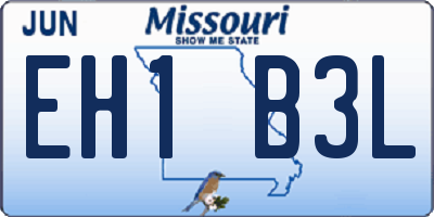 MO license plate EH1B3L