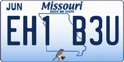 MO license plate EH1B3U