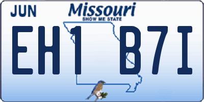 MO license plate EH1B7I