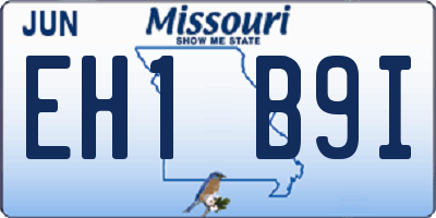 MO license plate EH1B9I