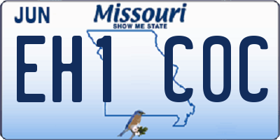 MO license plate EH1C0C
