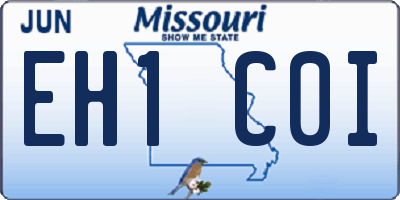 MO license plate EH1C0I