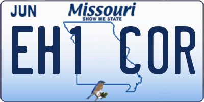 MO license plate EH1C0R