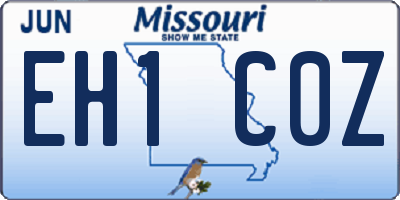 MO license plate EH1C0Z