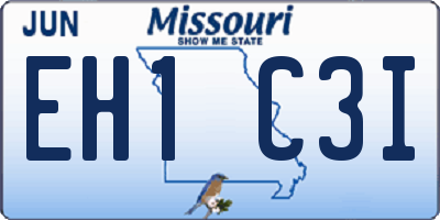 MO license plate EH1C3I