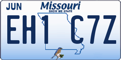 MO license plate EH1C7Z