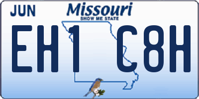 MO license plate EH1C8H