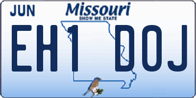 MO license plate EH1D0J