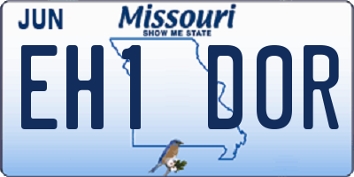 MO license plate EH1D0R
