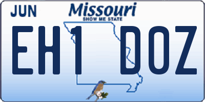 MO license plate EH1D0Z