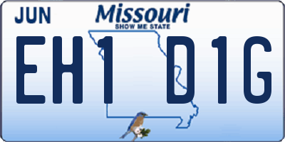 MO license plate EH1D1G