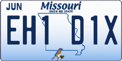MO license plate EH1D1X