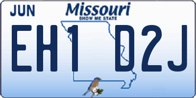 MO license plate EH1D2J