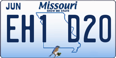 MO license plate EH1D2O