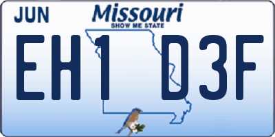 MO license plate EH1D3F