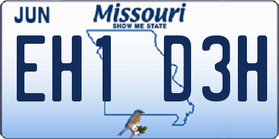 MO license plate EH1D3H