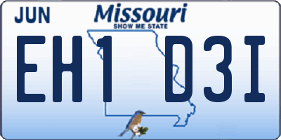MO license plate EH1D3I